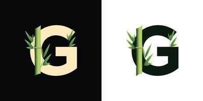 g bamboo logo icon design with template creative initials based lettes vector