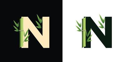 n diseño de icono de logotipo de bambú con letras basadas en iniciales creativas de plantilla vector