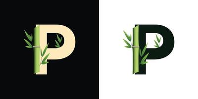 p diseño de icono de logotipo de bambú con letras basadas en iniciales creativas de plantilla vector