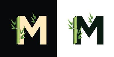 m bamboo logo icon design with template creative initials based lettes vector