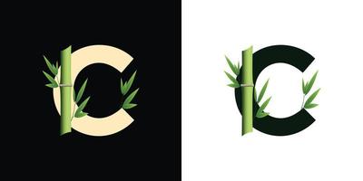 c diseño de icono de logotipo de bambú con letras basadas en iniciales creativas de plantilla vector