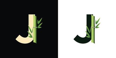 j bamboo logo icon design with template creative initials based lettes vector