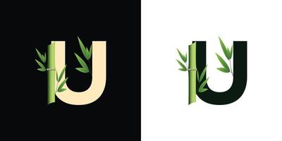 u bamboo logo icon design with template creative initials based lettes vector