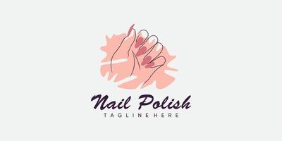 nail beauty salon logo with creative concept vector