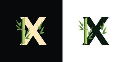 x diseño de icono de logotipo de bambú con letras basadas en iniciales creativas de plantilla vector