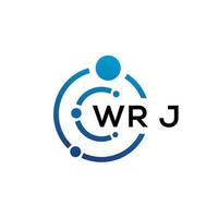 WRJ letter technology logo design on white background. WRJ creative initials letter IT logo concept. WRJ letter design. vector