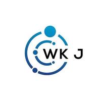 WKJ letter technology logo design on white background. WKJ creative initials letter IT logo concept. WKJ letter design. vector