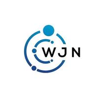 WJN letter technology logo design on white background. WJN creative initials letter IT logo concept. WJN letter design. vector