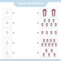 Count and match, count the number of Gift Box and match with the right numbers. Educational children game, printable worksheet, vector illustration