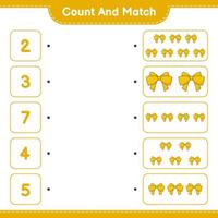 Count and match, count the number of Ribbon and match with the right numbers. Educational children game, printable worksheet, vector illustration