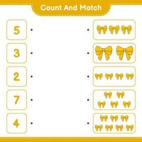 Count and match, count the number of Ribbon and match with the right numbers. Educational children game, printable worksheet, vector illustration