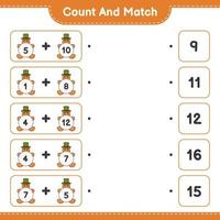 Count and match, count the number of Gingerbread Man and match with the right numbers. Educational children game, printable worksheet, vector illustration