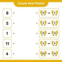 Count and match, count the number of Ribbon and match with the right numbers. Educational children game, printable worksheet, vector illustration