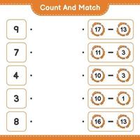 Count and match, count the number of Cookie and match with the right numbers. Educational children game, printable worksheet, vector illustration