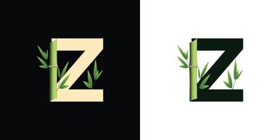 diseño de icono de logotipo de bambú z con letras basadas en iniciales creativas de plantilla vector