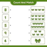 Count and match, count the number of Ribbon and match with the right numbers. Educational children game, printable worksheet, vector illustration