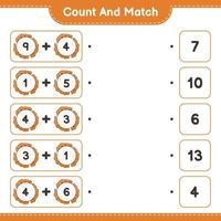 Count and match, count the number of Cookie and match with the right numbers. Educational children game, printable worksheet, vector illustration