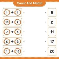 Count and match, count the number of Cookie and match with the right numbers. Educational children game, printable worksheet, vector illustration