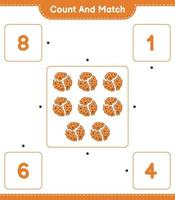 Count and match, count the number of Cookie and match with the right numbers. Educational children game, printable worksheet, vector illustration