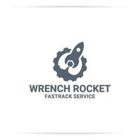 wrench rocket logo design vector ,service, fast. for fast track service