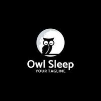 logo design owl sleep, owl moon, wisdom, smart vector. symbol for education, school. vector