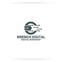 wrench technology logo design vector, digital, internet. vector