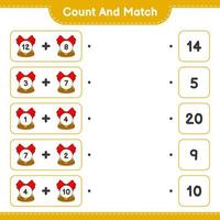 Count and match, count the number of Christmas Bell and match with the right numbers. Educational children game, printable worksheet, vector illustration