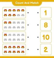 Count and match, count the number of Christmas Bell and match with the right numbers. Educational children game, printable worksheet, vector illustration