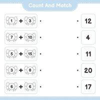 Count and match, count the number of Ribbon and match with the right numbers. Educational children game, printable worksheet, vector illustration