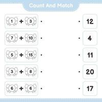 Count and match, count the number of Ribbon and match with the right numbers. Educational children game, printable worksheet, vector illustration