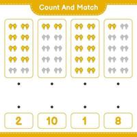 Count and match, count the number of Ribbon and match with the right numbers. Educational children game, printable worksheet, vector illustration