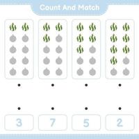 Count and match, count the number of Christmas Ball and match with the right numbers. Educational children game, printable worksheet, vector illustration