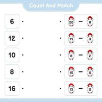 Count and match, count the number of Gift Box and match with the right numbers. Educational children game, printable worksheet, vector illustration