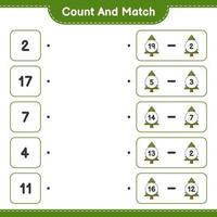 Count and match, count the number of Christmas Tree and match with the right numbers. Educational children game, printable worksheet, vector illustration