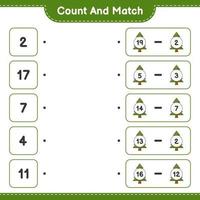 Count and match, count the number of Christmas Tree and match with the right numbers. Educational children game, printable worksheet, vector illustration