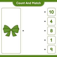 Count and match, count the number of Ribbon and match with the right numbers. Educational children game, printable worksheet, vector illustration