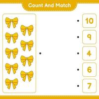 Count and match, count the number of Ribbon and match with the right numbers. Educational children game, printable worksheet, vector illustration