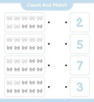 Count and match, count the number of Ribbon and match with the right numbers. Educational children game, printable worksheet, vector illustration