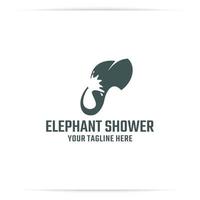 elephant spraying water on the head logo design vector