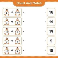 Count and match, count the number of Gingerbread Man and match with the right numbers. Educational children game, printable worksheet, vector illustration