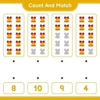 Count and match, count the number of Christmas Bell and match with the right numbers. Educational children game, printable worksheet, vector illustration