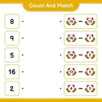 Count and match, count the number of Christmas Bell and match with the right numbers. Educational children game, printable worksheet, vector illustration