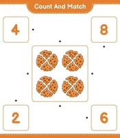 Count and match, count the number of Cookie and match with the right numbers. Educational children game, printable worksheet, vector illustration