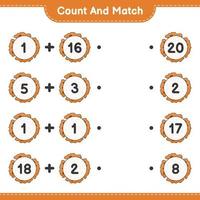 Count and match, count the number of Cookie and match with the right numbers. Educational children game, printable worksheet, vector illustration