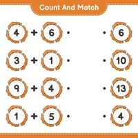 Count and match, count the number of Cookie and match with the right numbers. Educational children game, printable worksheet, vector illustration