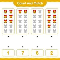 Count and match, count the number of Christmas Bell and match with the right numbers. Educational children game, printable worksheet, vector illustration