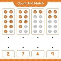 Count and match, count the number of Cookie and match with the right numbers. Educational children game, printable worksheet, vector illustration