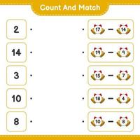 Count and match, count the number of Christmas Bell and match with the right numbers. Educational children game, printable worksheet, vector illustration