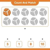 Count and match, count the number of Cookie and match with the right numbers. Educational children game, printable worksheet, vector illustration