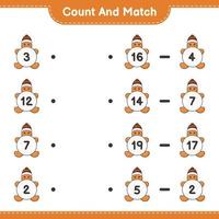 Count and match, count the number of Gingerbread Man and match with the right numbers. Educational children game, printable worksheet, vector illustration